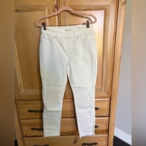 Tribal Audrey Mid-Rise Skinny Ankle Jeans with Frayed Hem - White - Size 4 (NWT)